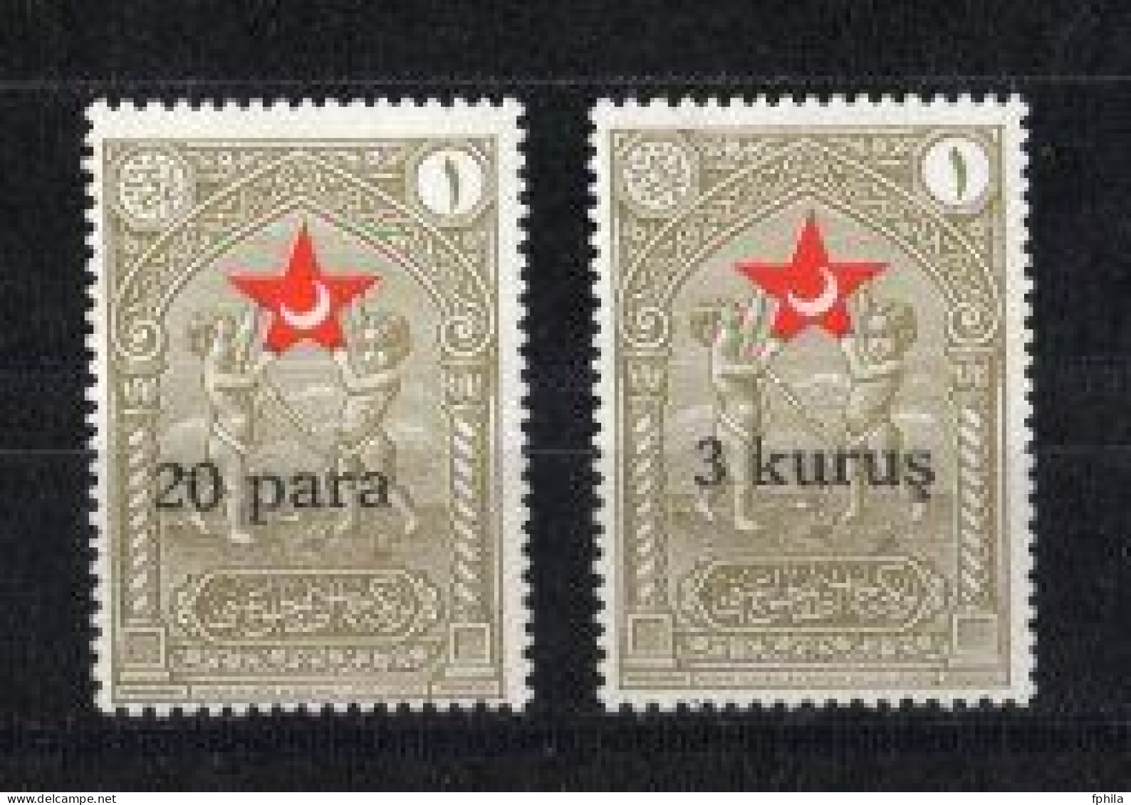 1932 TURKEY STAMPS IN AID OF THE TURKISH SOCIETY FOR THE PROTECTION OF CHILDREN SURCHARGED WITH LARGE LETTERS NO GUM - Timbres De Bienfaisance