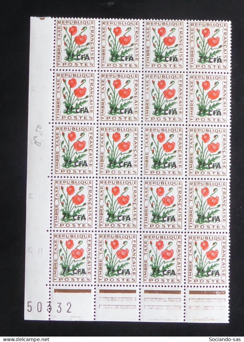 REUNION - 1964-65 - Taxe TT N°YT. 50 - Coquelicots - Bloc De 20 - Neuf Luxe ** / MNH - Postage Due