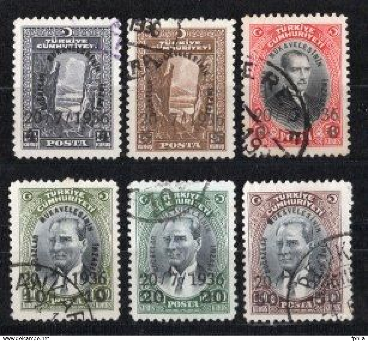 1936 TURKEY SURCHARGED COMMEMORATIVE STAMPS FOR THE SIGNATURE OF THE STRAITS SETTLEMENT USED - Gebruikt