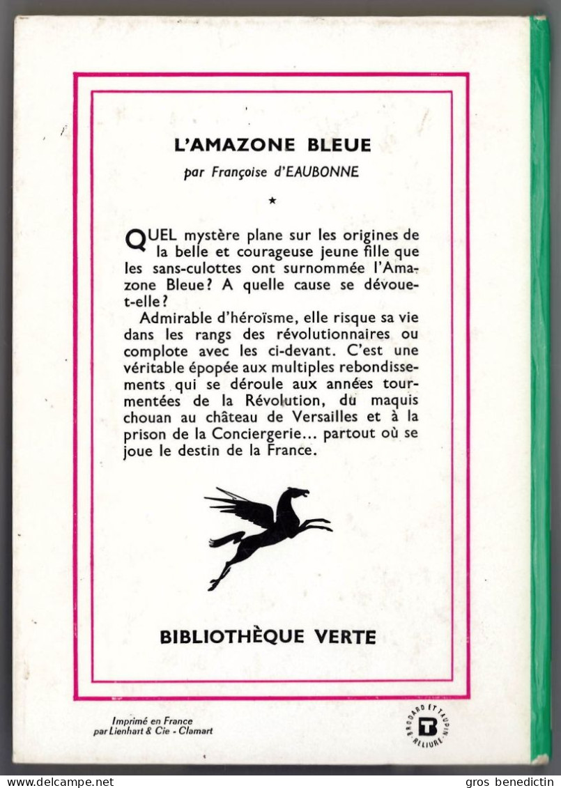 Hachette - Bibliothèque Verte N°208 - Françoise D'Eaubonne - "L'amazone Bleue" - 1962 - #Ben&VteNewSolo - Bibliothèque Verte