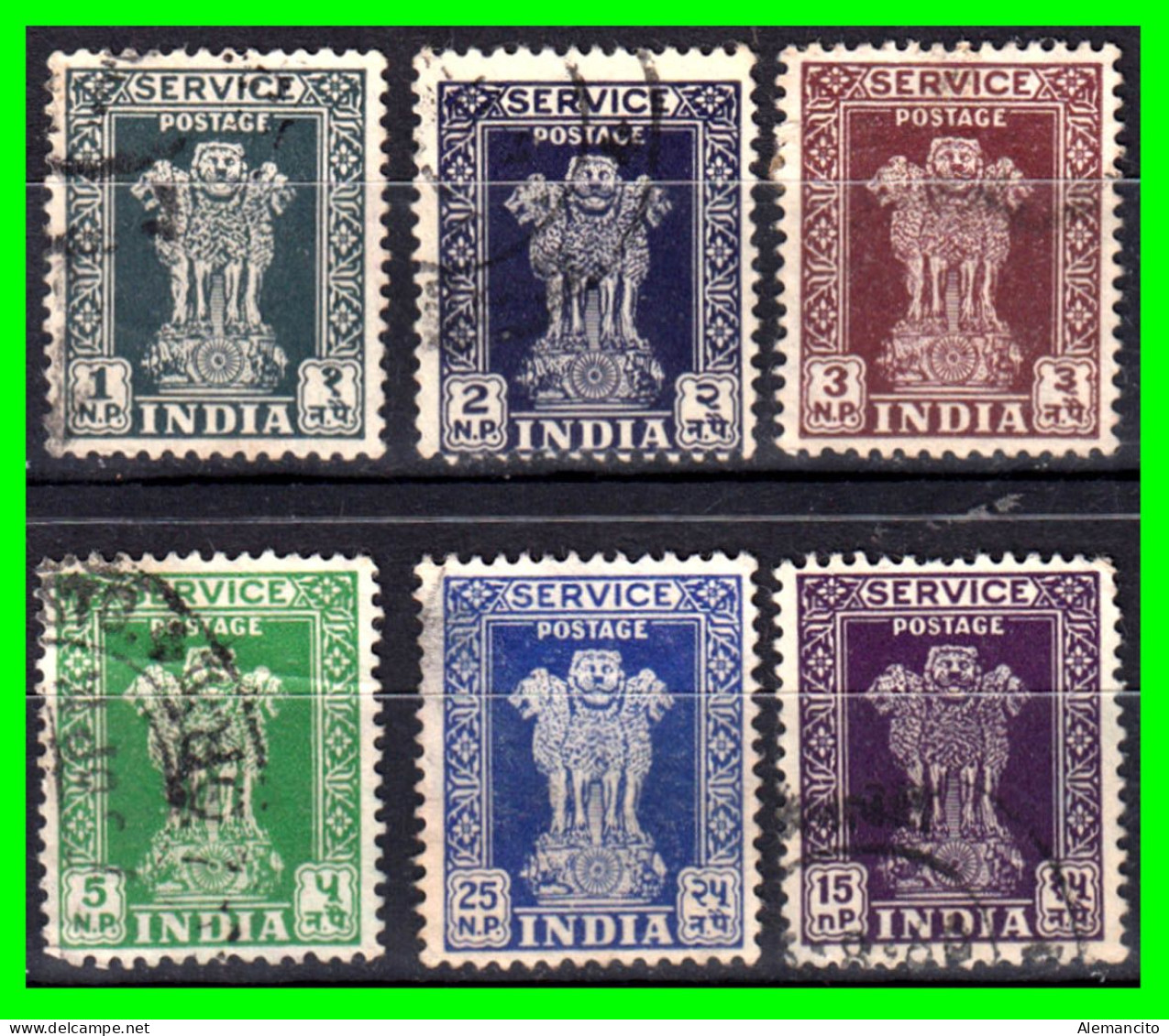 INDIA – ( ASIA ) – LOTE 6 SELLOS DIFERENTES VALORES DE LOS AÑOS -1950 - 1960 - Oblitérés