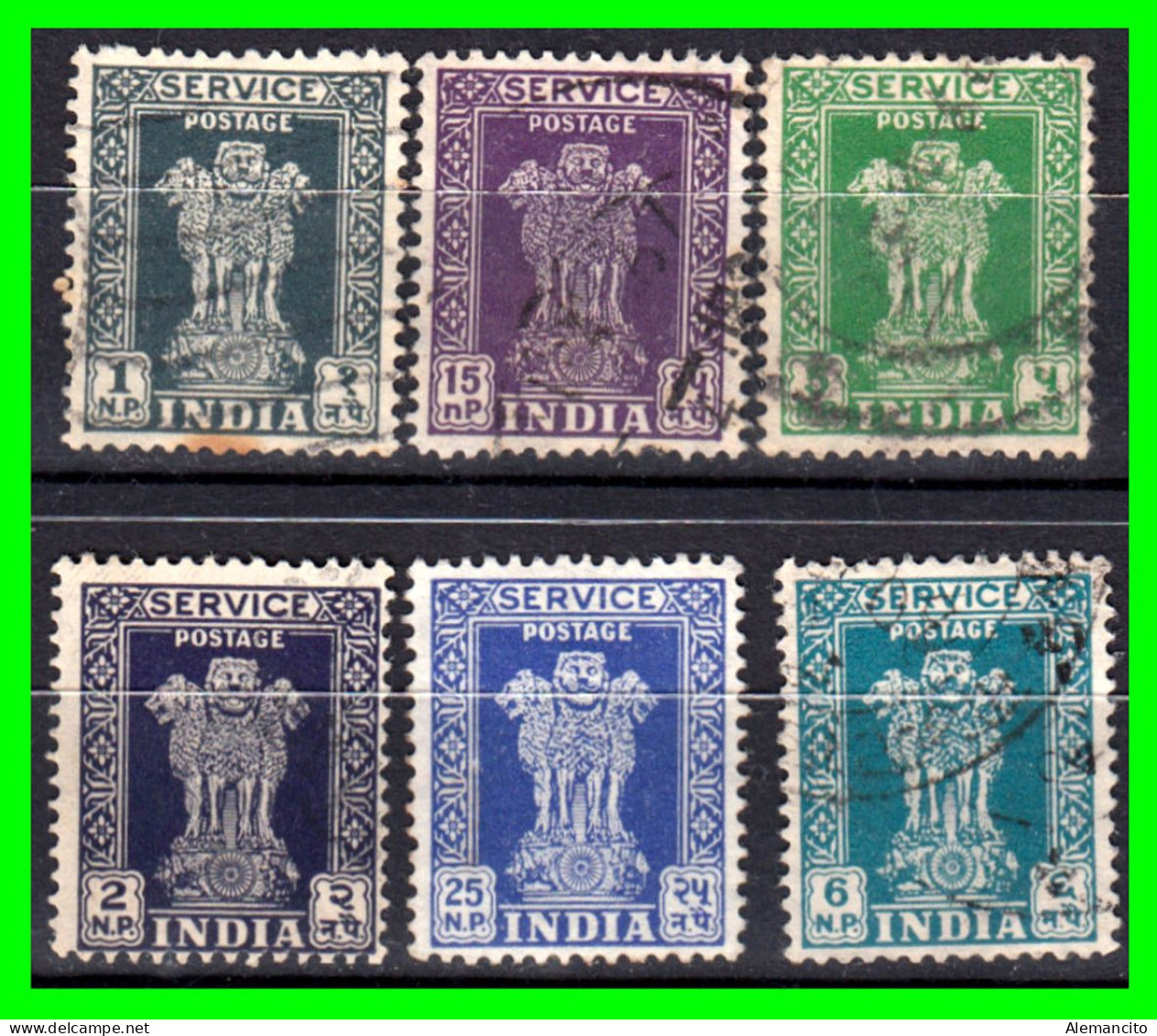 INDIA – ( ASIA ) – LOTE 6 SELLOS DIFERENTES VALORES DE LOS AÑOS -1950 - 1960 - Usati