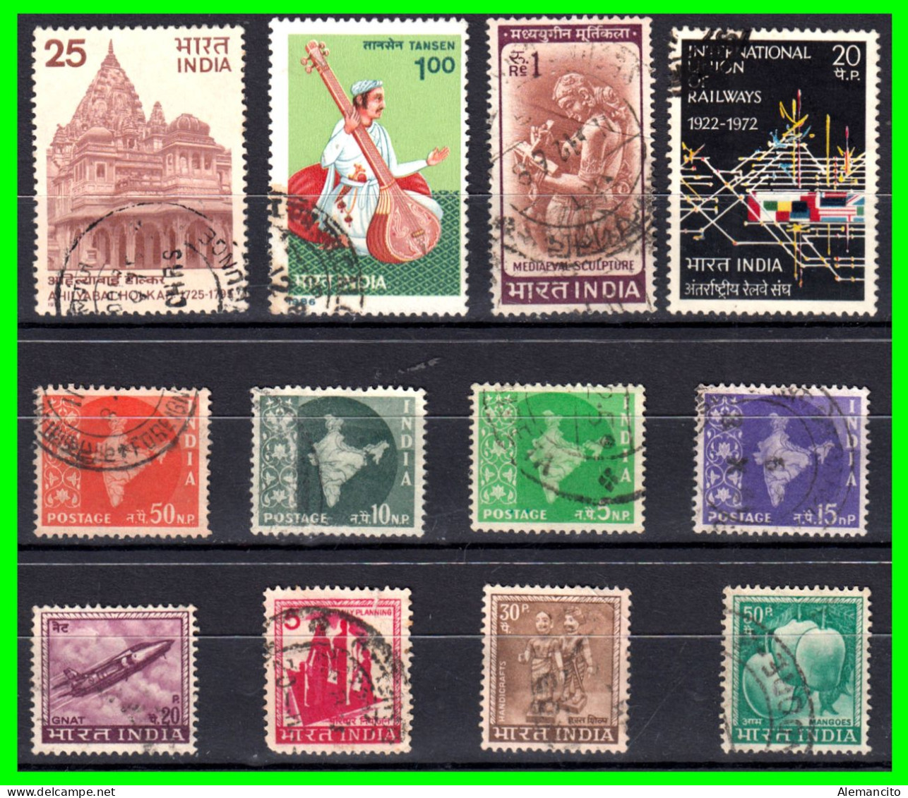 INDIA – ( ASIA ) – LOTE 10 SELLOS DIFERENTES AÑOS Y VALORES - Used Stamps