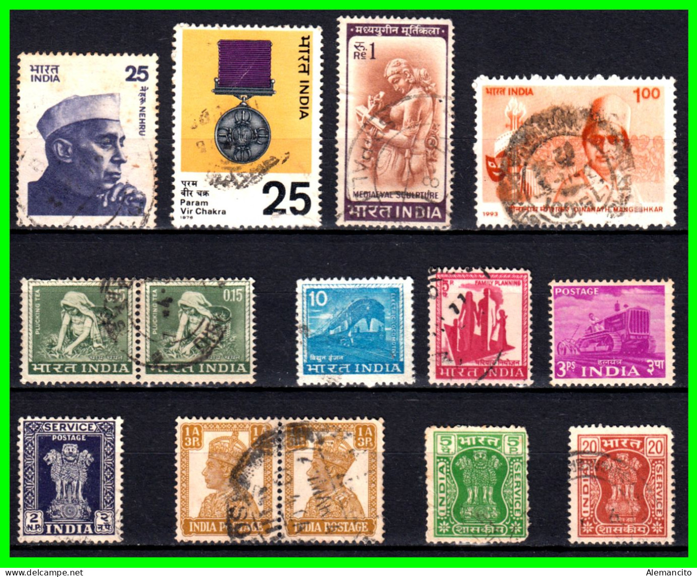 INDIA – ( ASIA ) – LOTE 14 SELLOS DIFERENTES AÑOS Y VALORES - Used Stamps