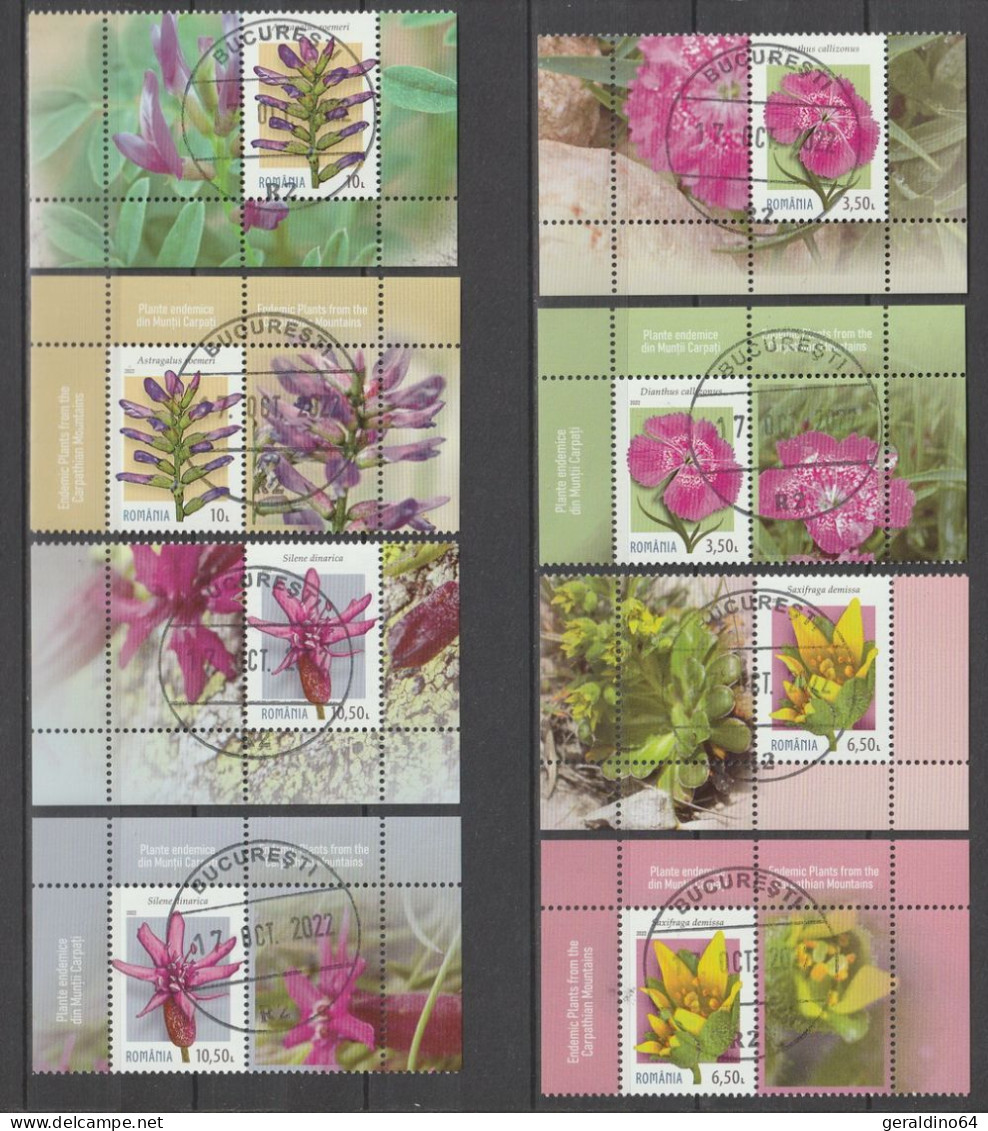 Rumänien 2022 Blumen Pflanzen Der Karpaten Mi 8076 - 8079 Gestempelt Used With Tabs - Used Stamps