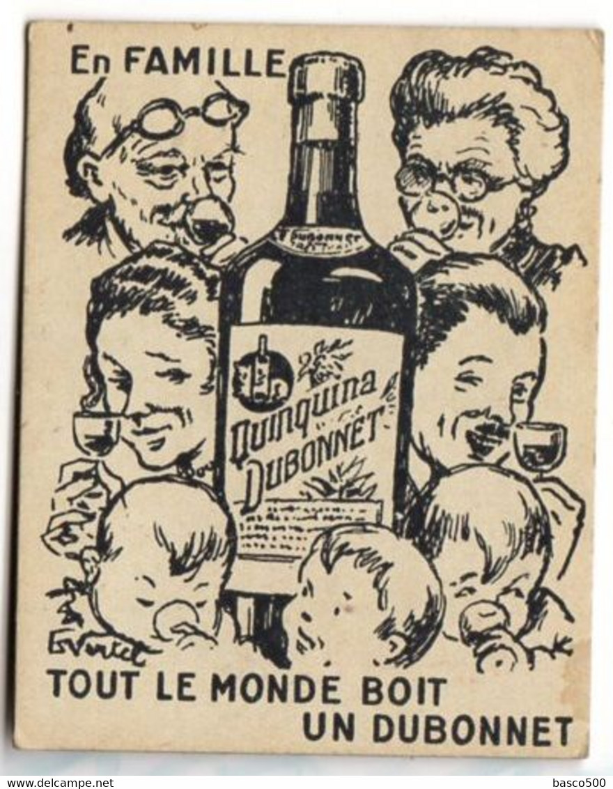 Illustrateur "VERTEL" Petite Carte Pub Quinquina "DUBONNET" En FAMILLE !!! - Alcohol