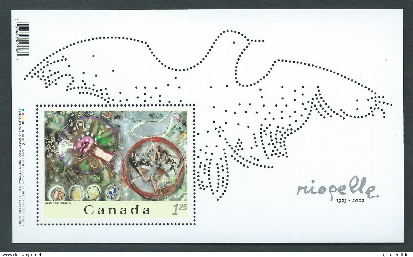 Canada # 2003 Souv. Sheet MNH - Jean-Paul Riopelle - Blocs-feuillets