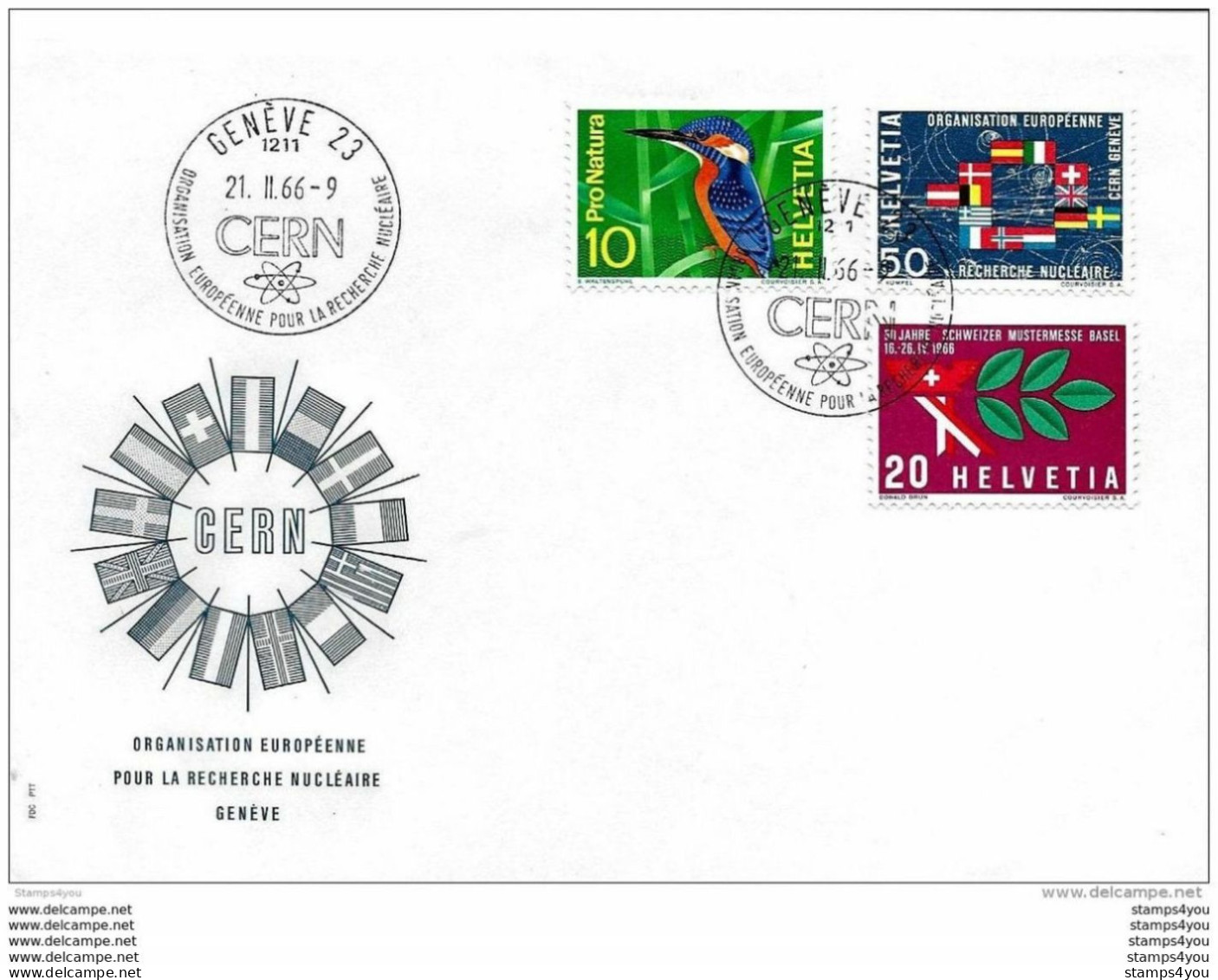 128 - 2 - Enveloppe Avec Oblit Illustrée "Cern 1966 Genève" - Atome