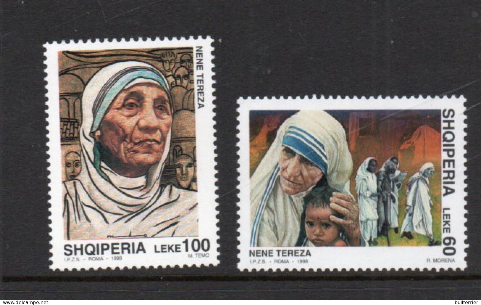 MOTHER THERESA   - ALBANIA - 1998 - MOTHER THERESA SET OF 2 MINT NEVER HINGED,  - Moeder Teresa