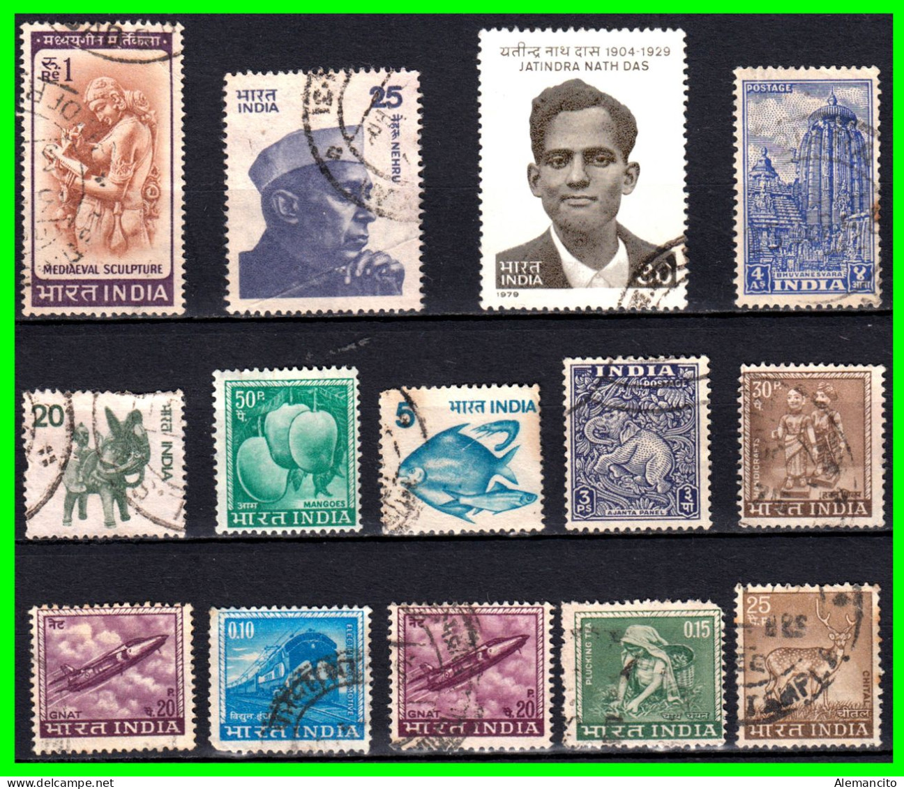 INDIA – ( ASIA ) – LOTE 14 SELLOS DIFERENTES AÑOS Y VALORES - Used Stamps