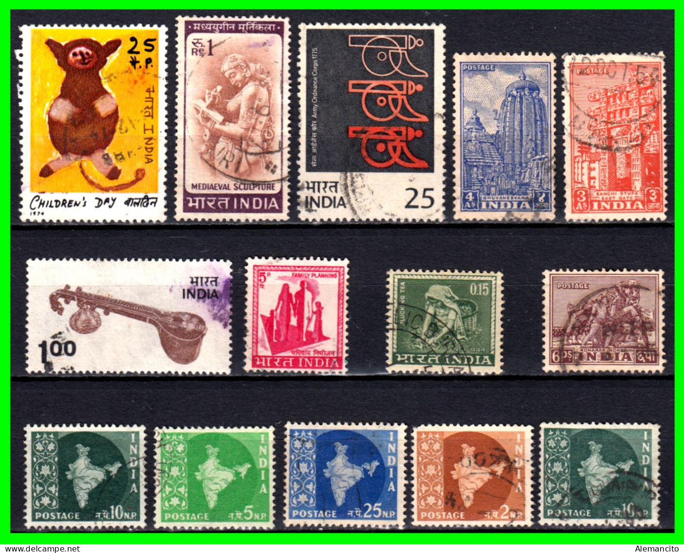 INDIA – ( ASIA ) – LOTE 14 SELLOS DIFERENTES AÑOS Y VALORES - Used Stamps