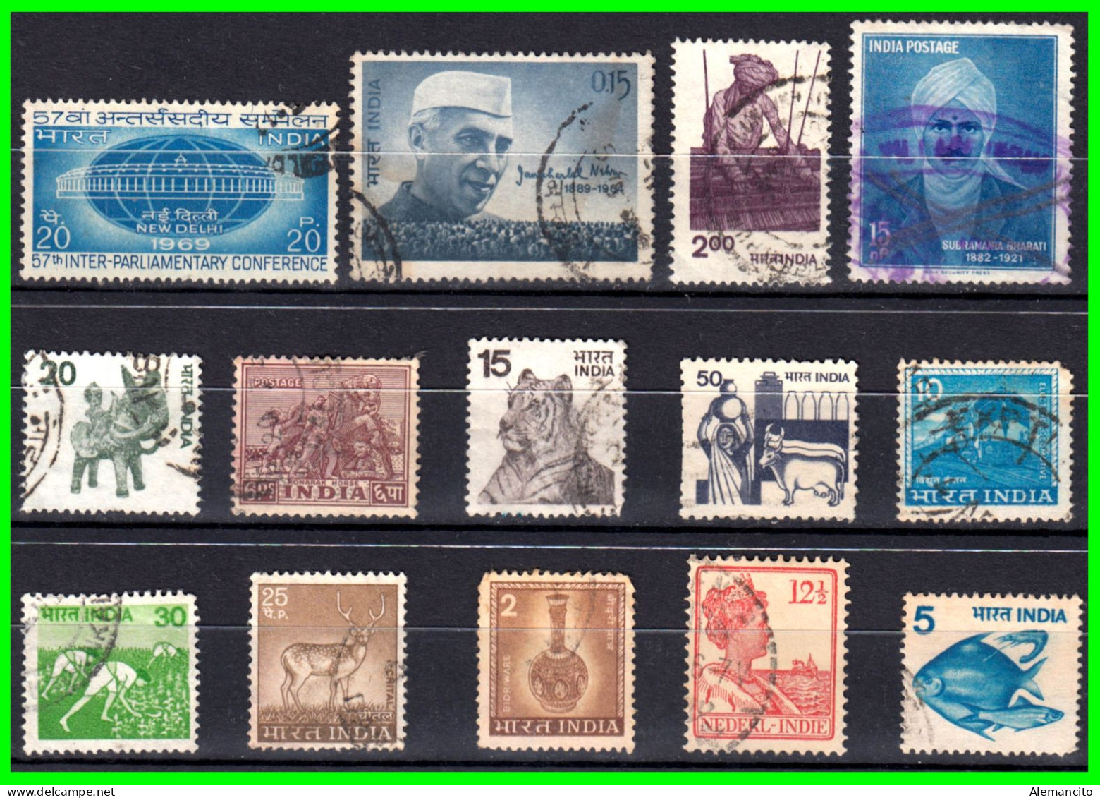 INDIA – ( ASIA ) – LOTE 14 SELLOS DIFERENTES AÑOS Y VALORES - Used Stamps