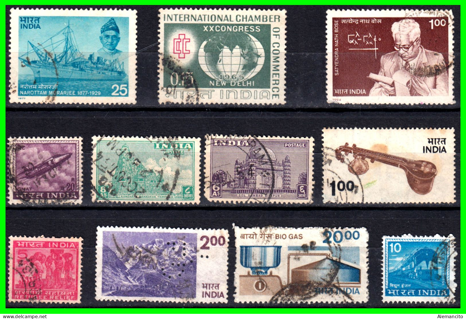 INDIA – ( ASIA ) – LOTE 11 SELLOS DIFERENTES AÑOS Y VALORES - Used Stamps