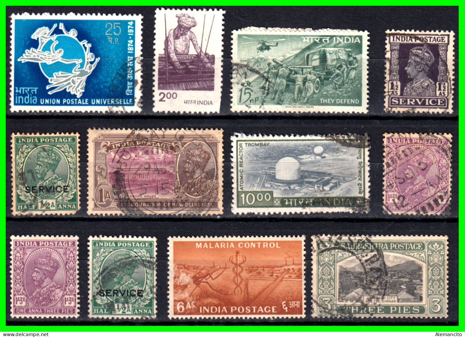 INDIA – ( ASIA ) – LOTE 12 SELLOS DIFERENTES AÑOS Y VALORES - Used Stamps