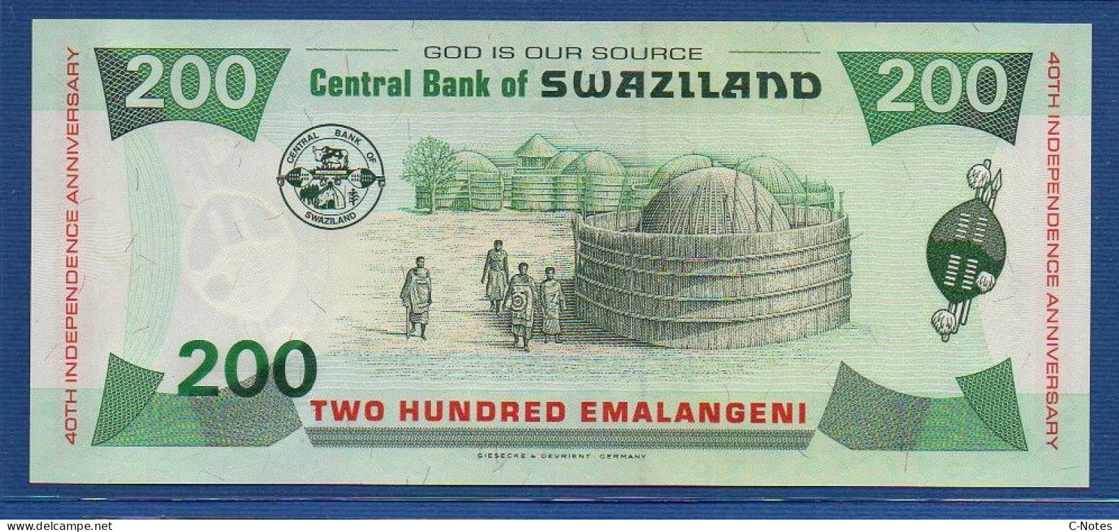 SWAZILAND - P.35 – 200 Emalangeni 2008 UNC, S/n HM0000460 Low Serial - Commemorative Issue - Swasiland