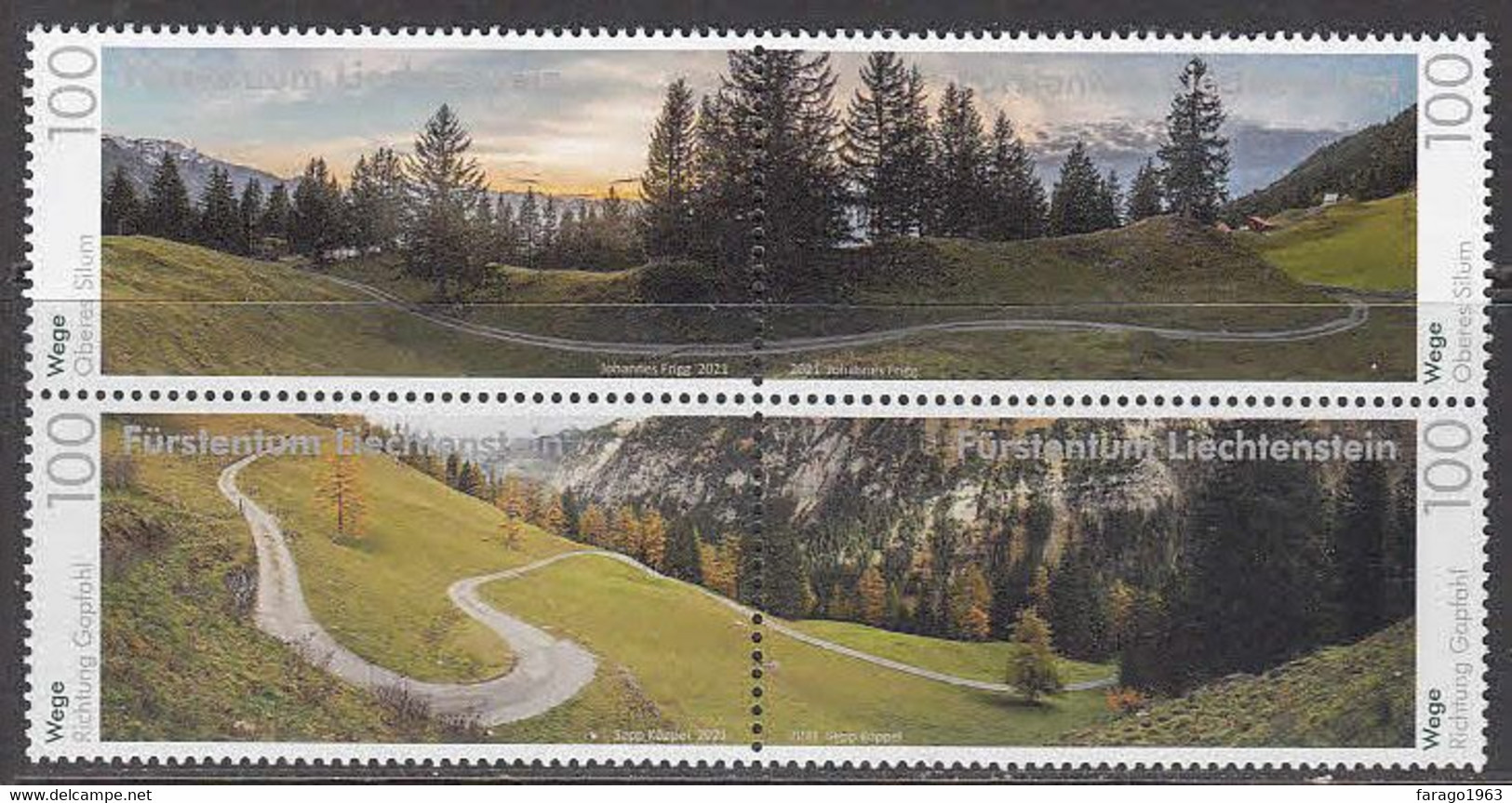 2021 Liechtenstein Landscapes SILVER Complete Block Of 4  MNH @ BELOW FACE VALUE - Unused Stamps