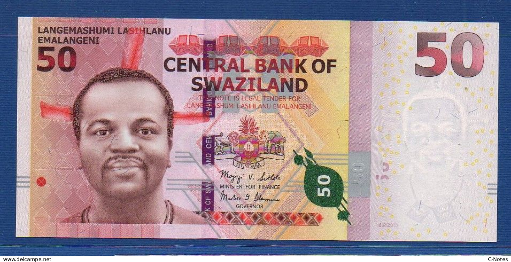 SWAZILAND - P.38 – 50 Emalangeni 2010 UNC, S/n AA0020344 - Swaziland