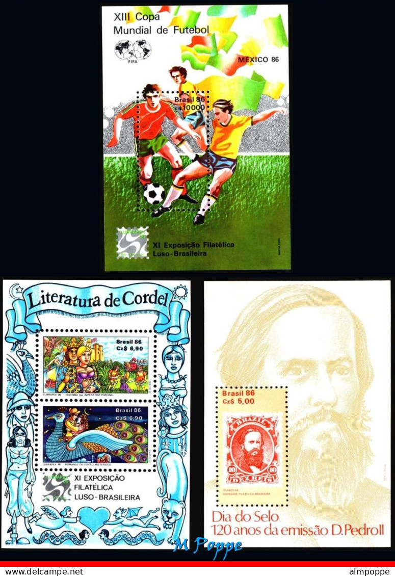 Ref. BR-Y1986-SS BRAZIL 1986 - ALL SOUVENIR SHEETS OFTHE YEAR, SCOTT 2042+2053+2088A, MNH VF, . 4V - Komplette Jahrgänge