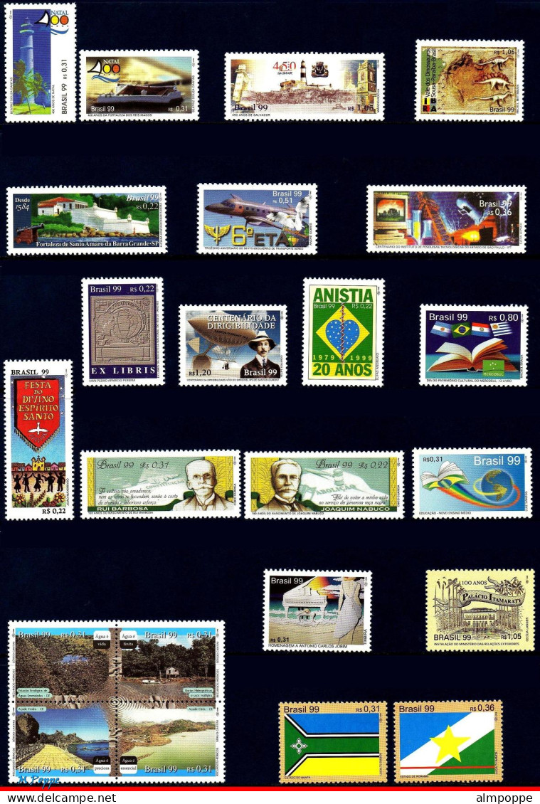 Ref. BR-Y1999-S BRAZIL 1999 - ALL COMMEMORATIVE STAMPSOF THE YEAR, SC# 2704~2731, ALL MNH, . 43V Sc# 2704~2731 - Annate Complete