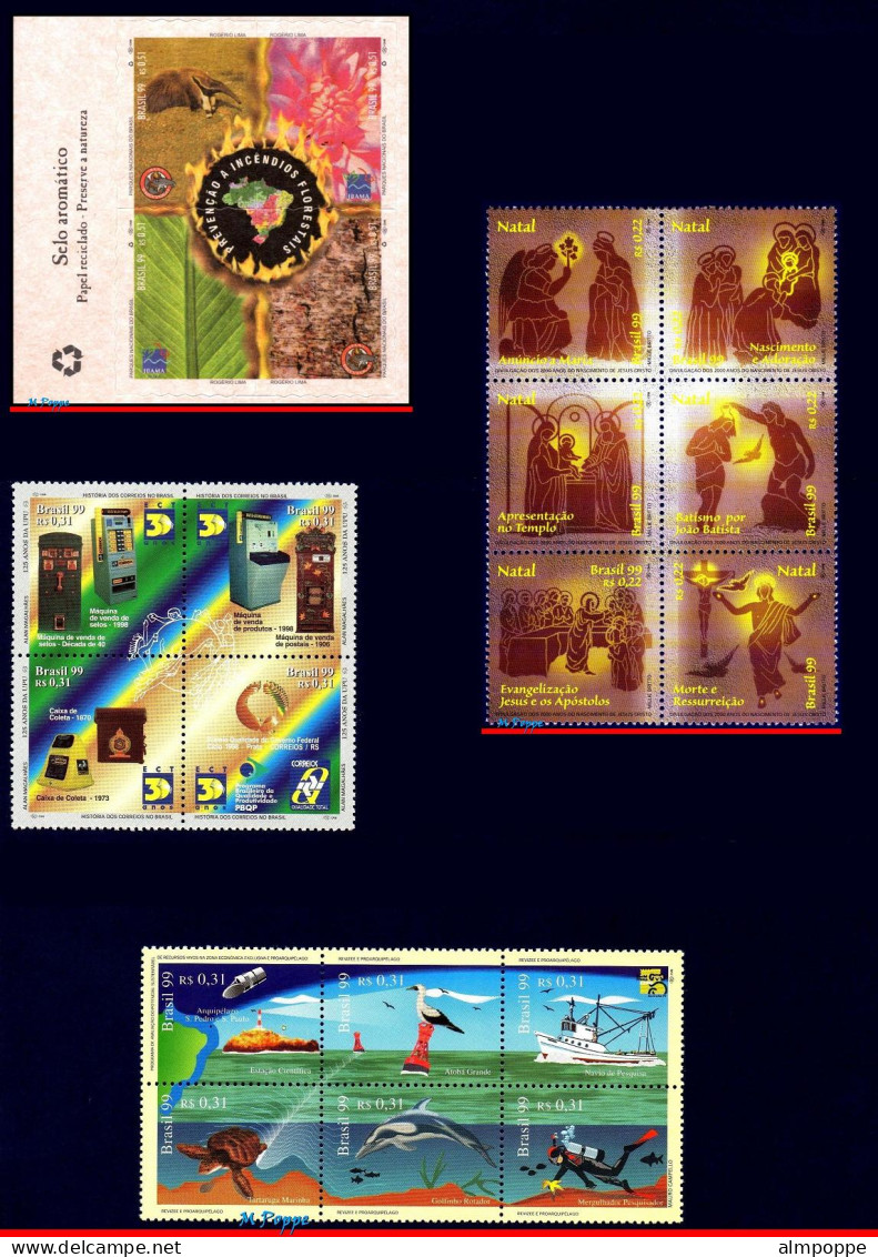 Ref. BR-Y1999-S BRAZIL 1999 - ALL COMMEMORATIVE STAMPSOF THE YEAR, SC# 2704~2731, ALL MNH, . 43V Sc# 2704~2731 - Annate Complete