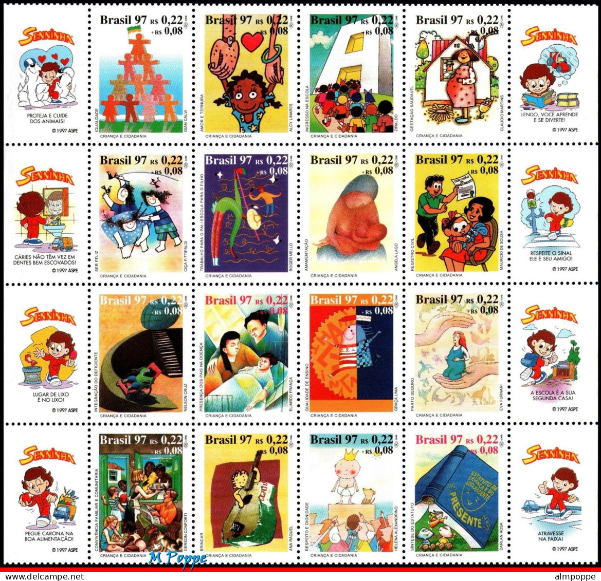 Ref. BR-Y1997 BRAZIL 1997 - ALL STAMPS ISSUED, FULLYEAR, SC# 2613~2654+B12, ALL MNH, . 47V - Full Years