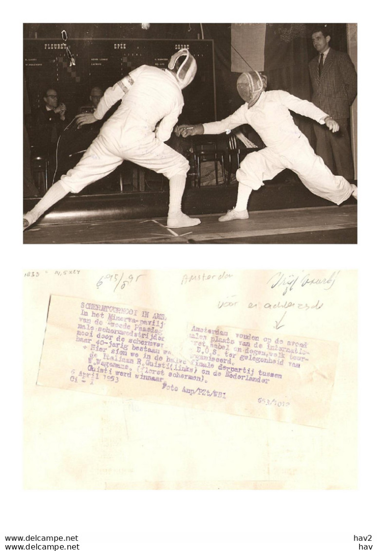 Persfoto Sport Schermen Amsterdam 1953 KE1835 - Fencing