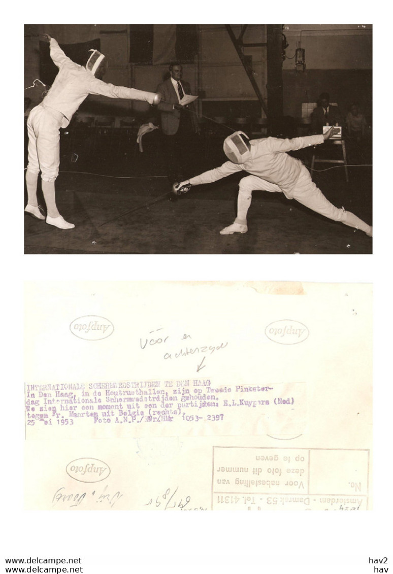 Persfoto Sport Schermen Den Haag 1953 KE1834 - Fencing