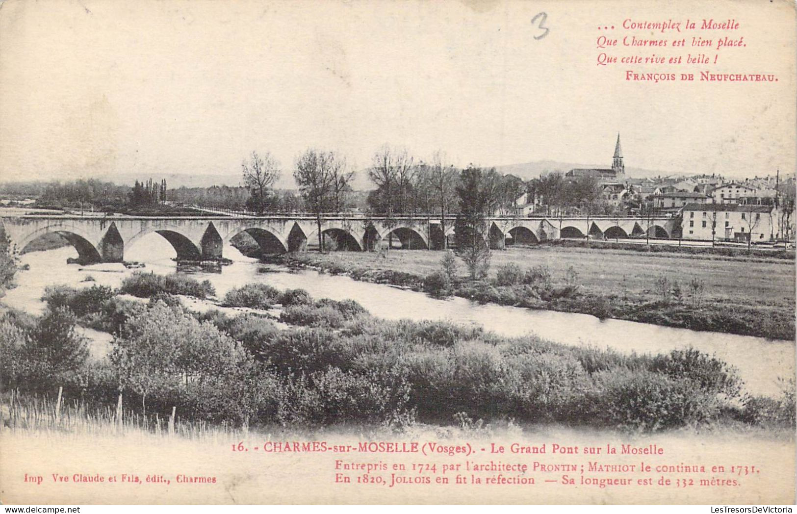 FRANCE - 88 - Charmes Sur Moselle - Le Grand Pont Sur La Moselle - Carte Postale Ancienne - Charmes