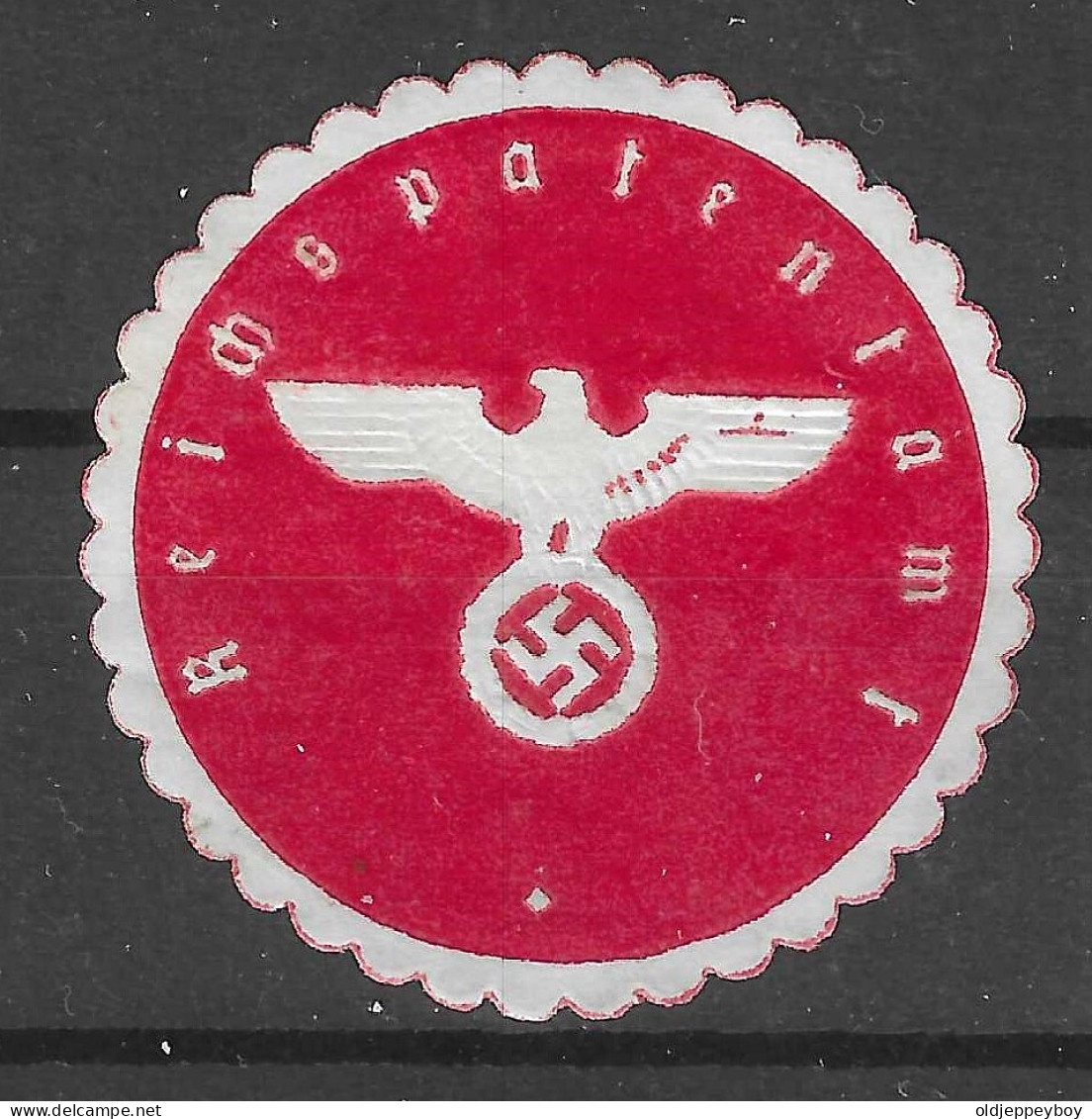 NAZI GERMANY WW2 3RD REICH REICHSPATENTAMT REICH PATENT OFFICE SIEGELMARKE  SEAL Vignette Cinderella - 2. Weltkrieg