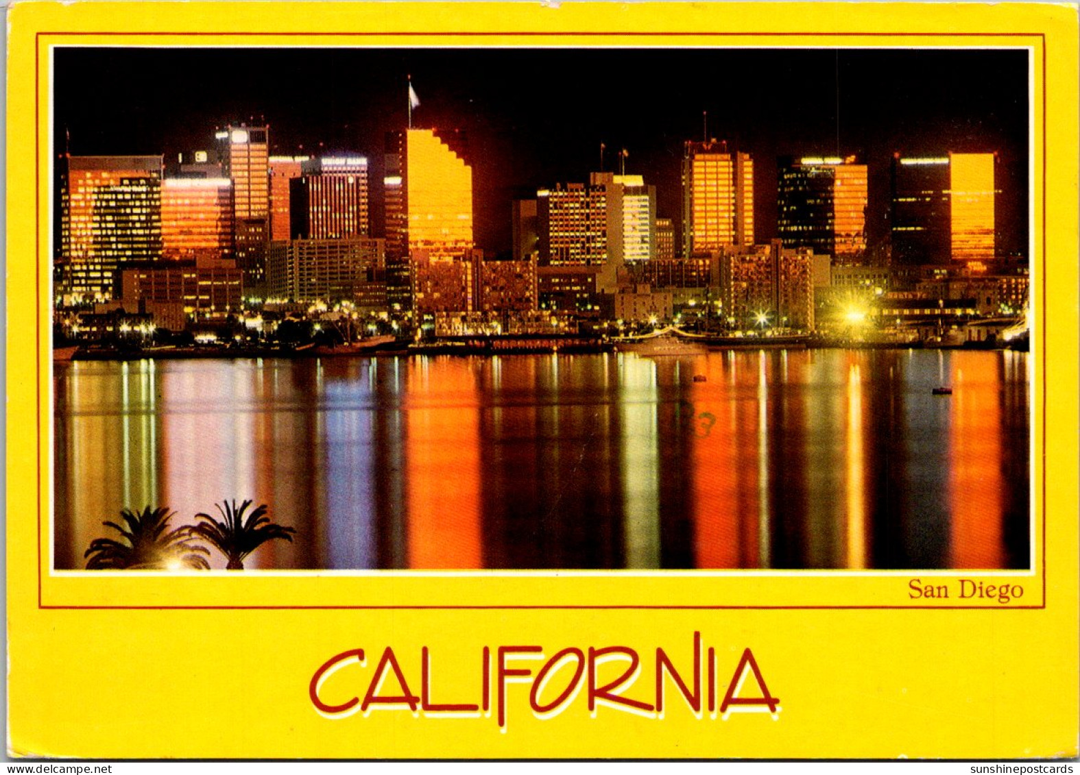 California San Diego Skyline At Night Seen From Harbor Island 1989 - San Diego
