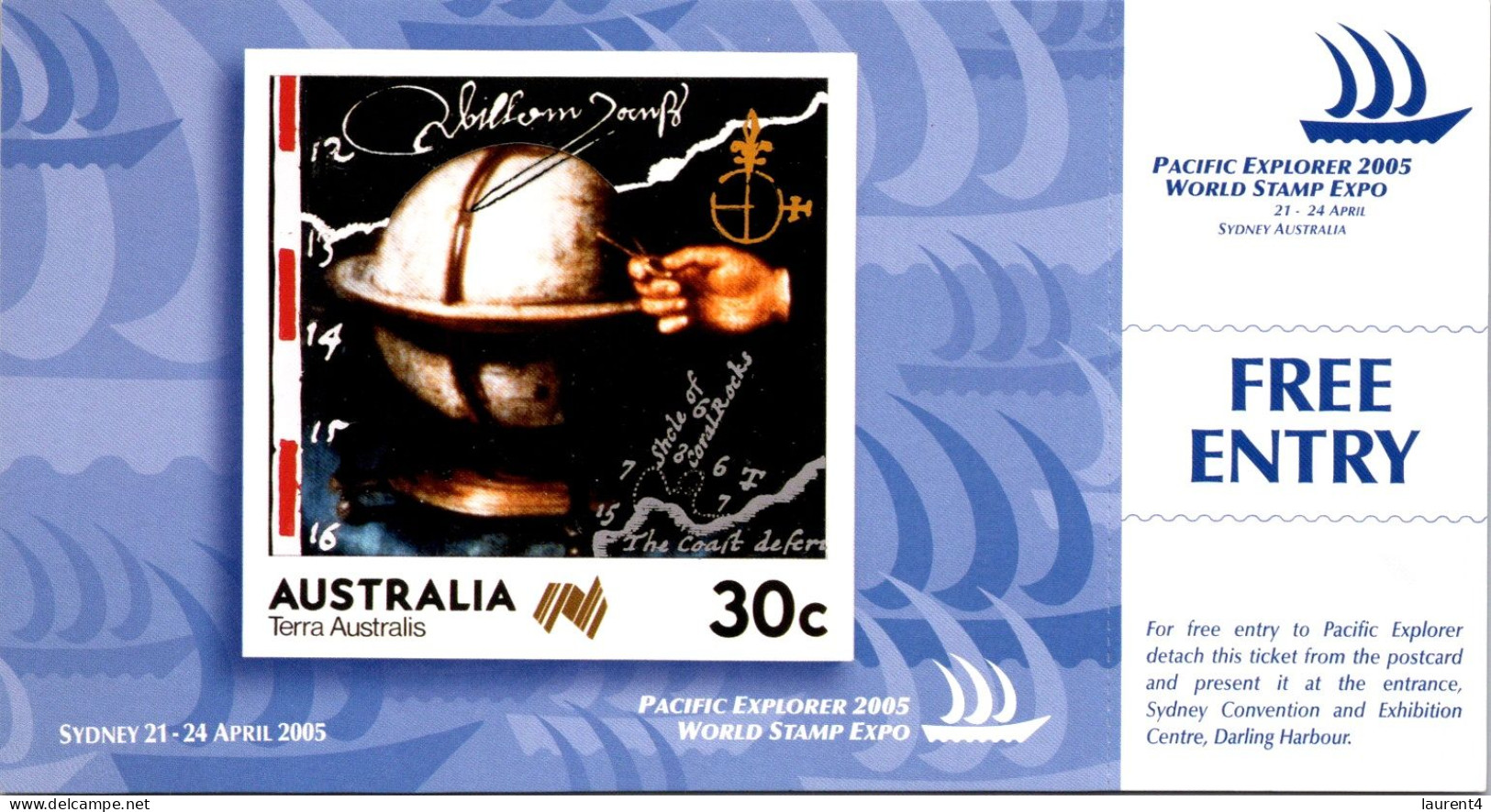 20-8-2023 (2 T 60) Australia - Australia 99 Melbourne Stamp Show - (pre-paid Postcard) FREE Entry (Terra Australis) - Ausstellungen