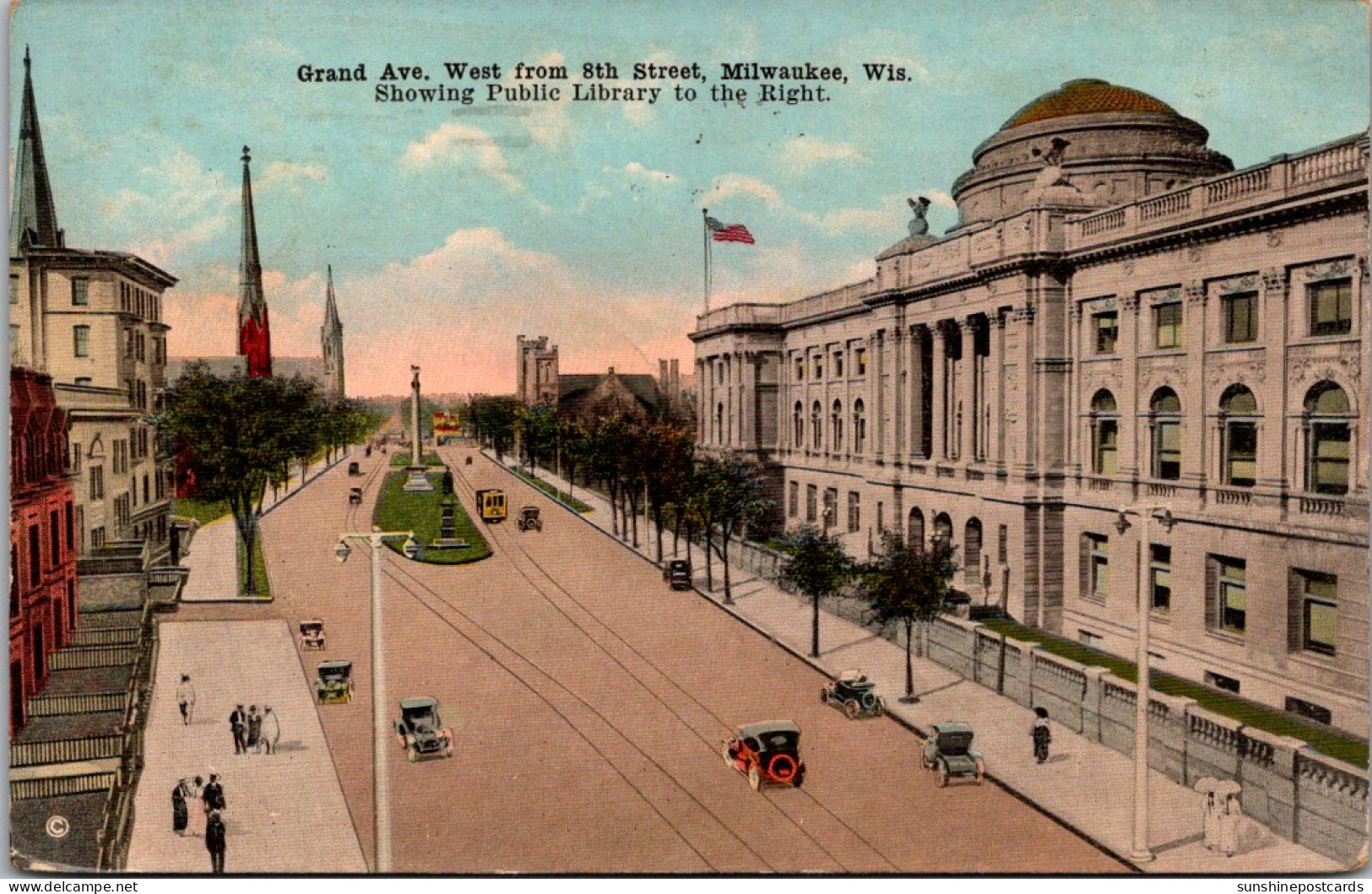 Wisconsin Milwaukee Grand Avenue West From 8th Street 1910 - Milwaukee