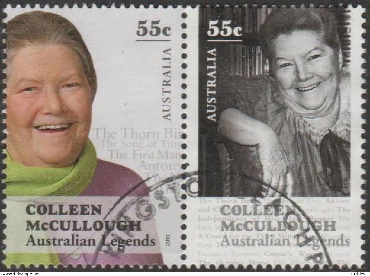 AUSTRALIA - USED - 2010 $1.10 Legends Of The Written Word - Colleen McCullough Pair - Used Stamps