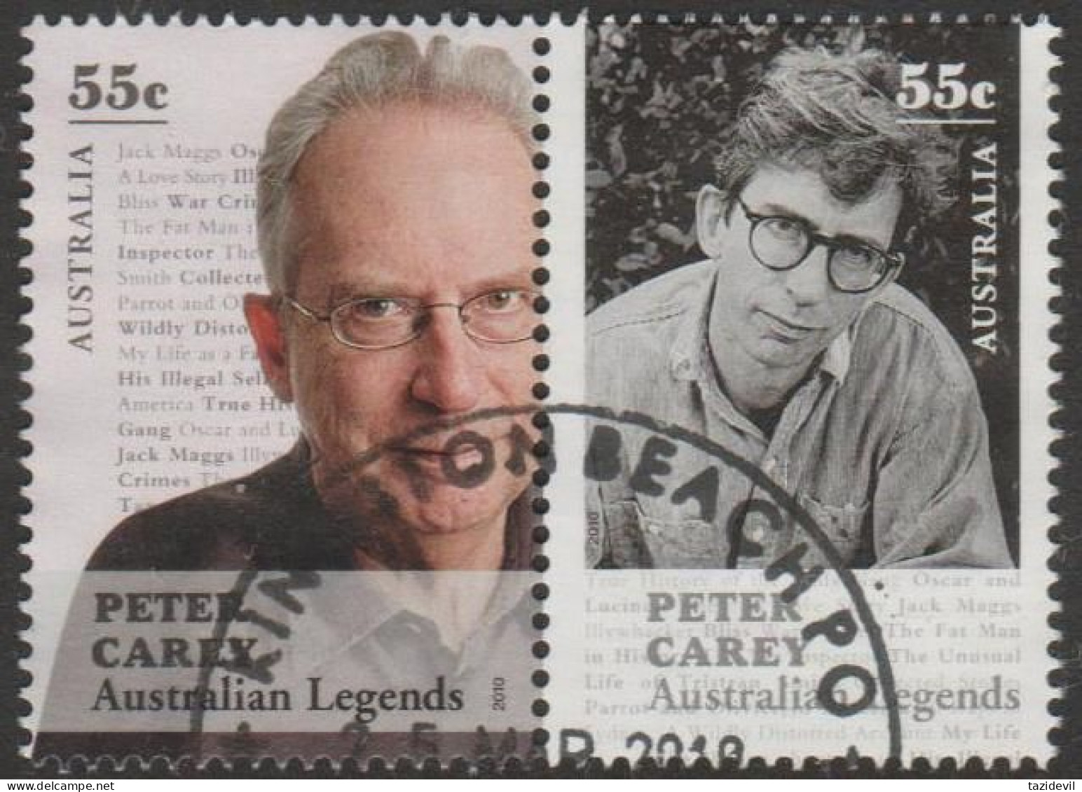 AUSTRALIA - USED - 2010 $1.10 Legends Of The Written Word - Peter Carey Pair - Used Stamps