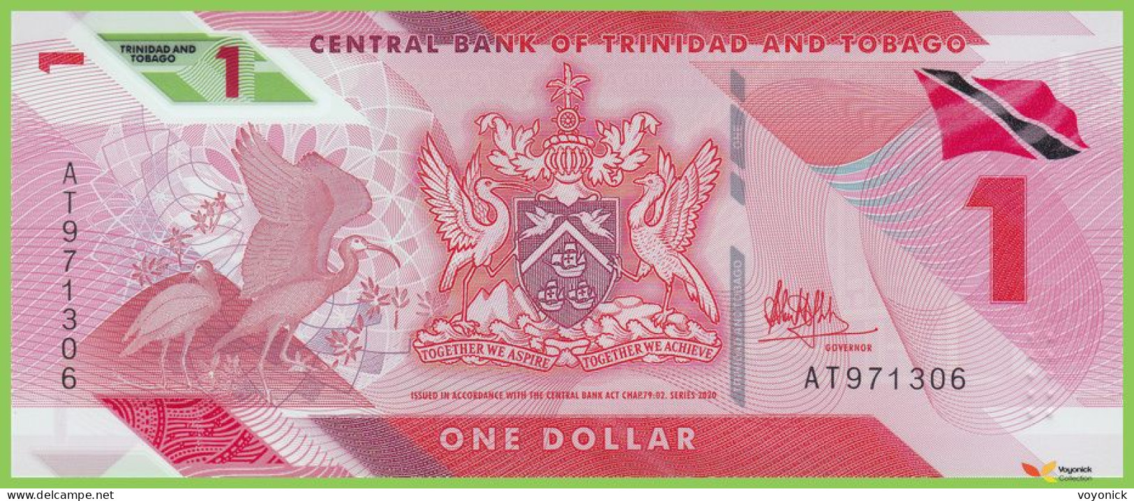 Voyo TRINIDAD & TOBAGO 1 Dollar 2020 P60 B236a AT UNC Polymer - Trinidad & Tobago