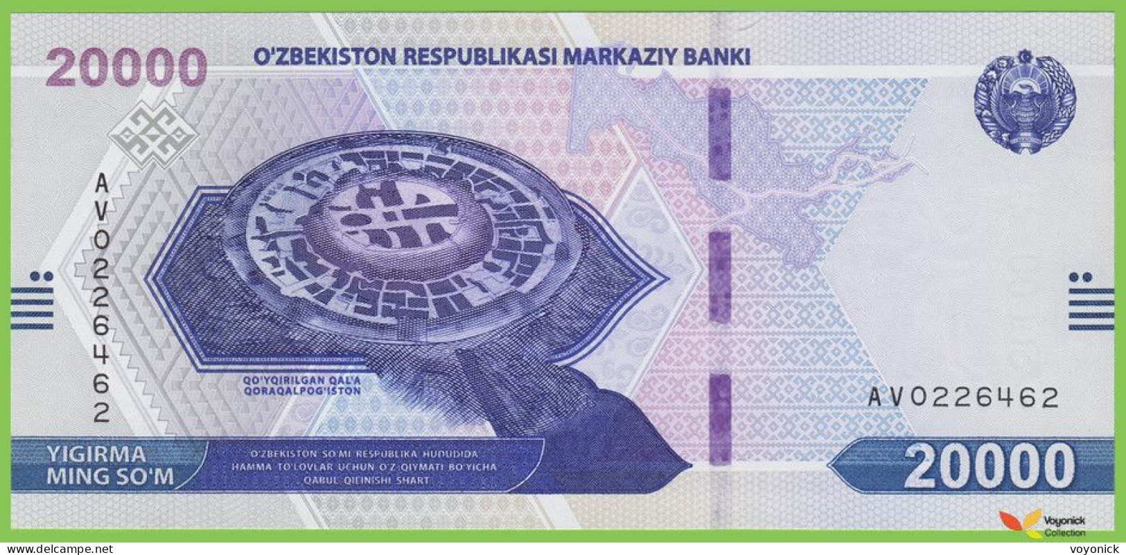 Voyo UZBEKISTAN 20000 So’m 2021 P90 B220a AV UNC Great Silk Road - Ouzbékistan