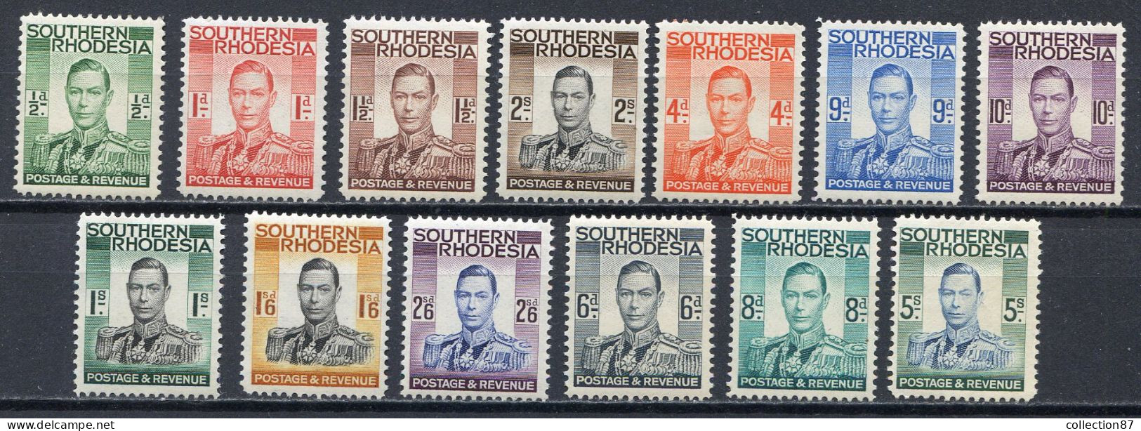 SOUTHERN RHODESIA  < Yv. N° 40 à 52 * Neuf Ch - MH * Cat 60€ (2018) -  KING < ROI GEORGES VI - Southern Rhodesia (...-1964)