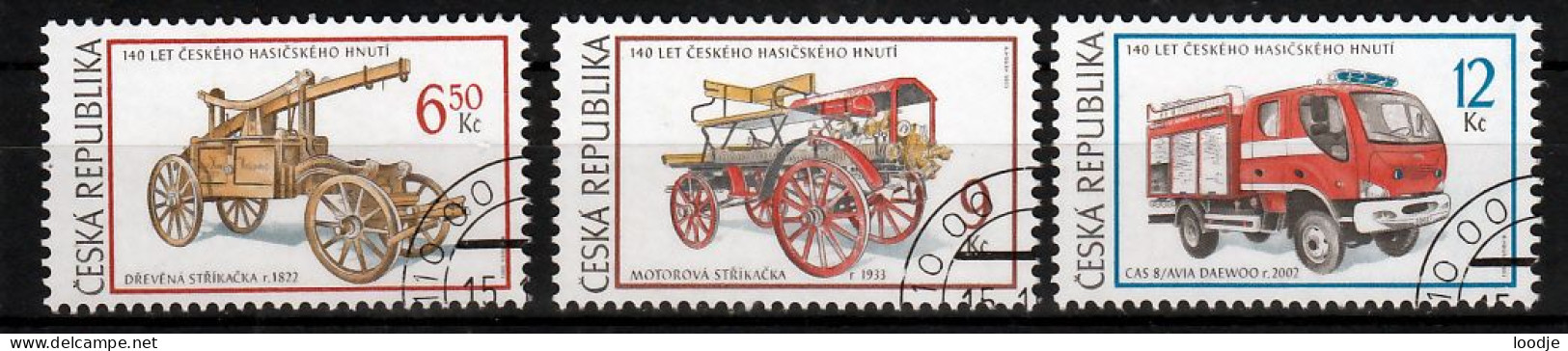 Tsjechie Mi 371,373 Brandweerwagens Gestempeld - Used Stamps