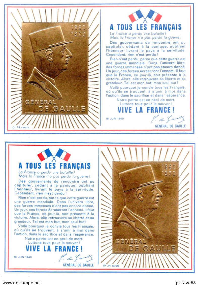 FRANCE / GENERAL DE GAULLE / DEUX CARTES COMMEMORATIVES DONT UNE POUR LA SOUSCRIPTION MEMORIAL - De Gaulle (Général)