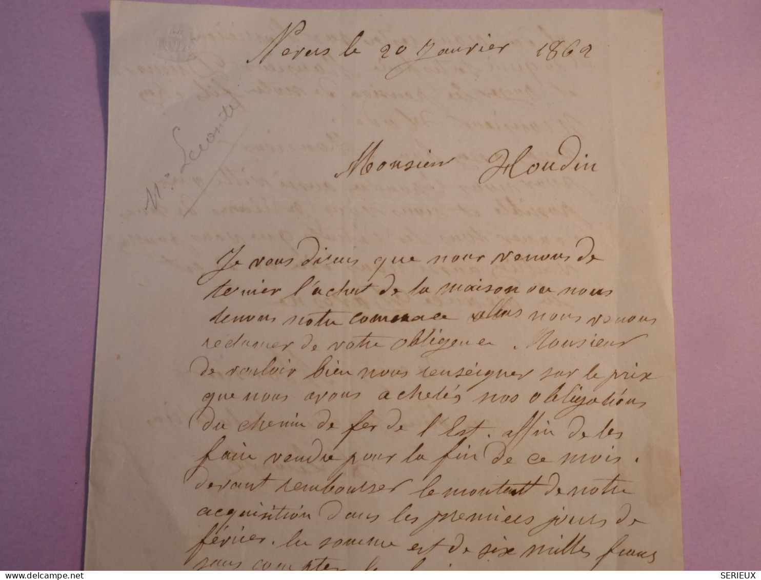 BY18 FRANCE  BELLE  LETTRE  1862 PETIT BUREAUNEVERS    A PARIS ++ NAPOLEON N° 14 +VOISIN ++AFF. INTERESSANT ++ - 1853-1860 Napoleon III