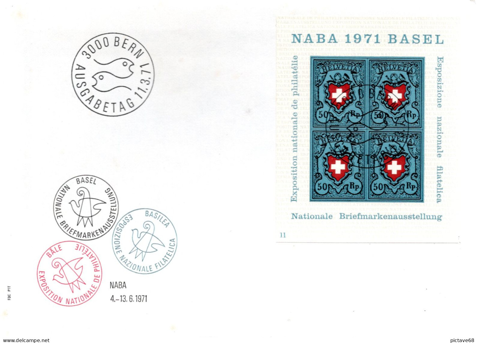 SUISSE /  ENVELOPPE FDC DU BLOC FEUILLET NABA 1971 BASEL N° YVERT 21 - FDC