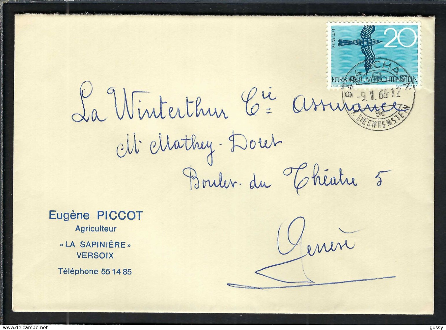 LIECHTENSTEIN 1966: LSC De Schaan Pour Genève (Suisse) - Storia Postale