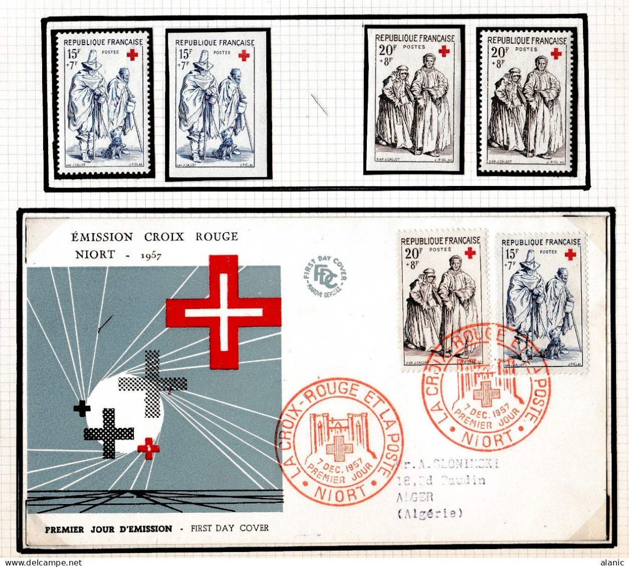 FRANCE NON DENTELE- CROIX ROUGE 1957  N°1140/41 * + N°1140/41* +FDC-BE - 1951-1960