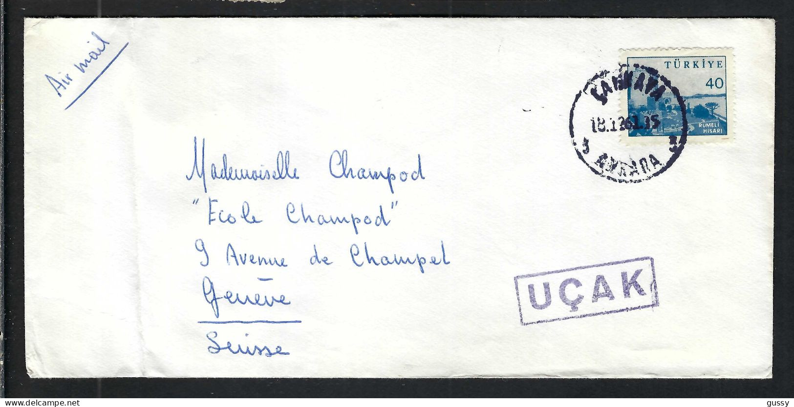 TURQUIE 1963: LSC De Ankara à Genève (Suisse) - Airmail