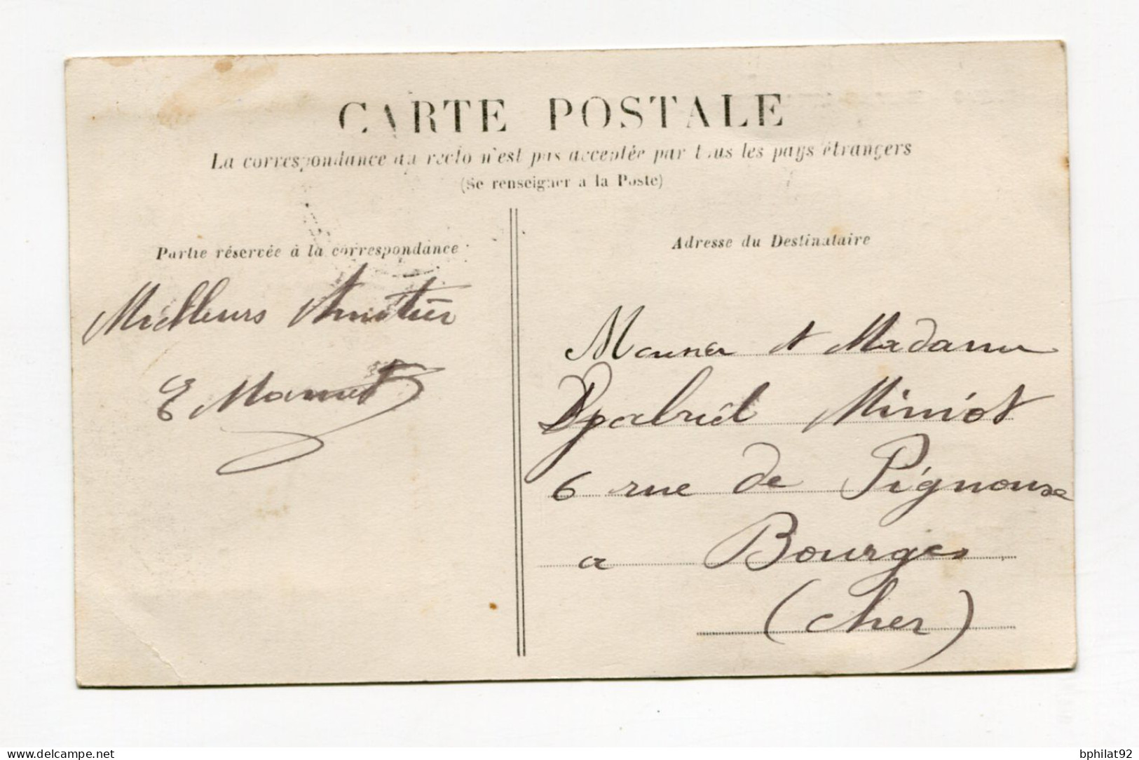 !!! CPA DU MEETING DU HAVRE DE 1910 AVEC VIGNETTE SCEAU ET VIGNETTE TYPE I, CARTE ENVOYEE PAR LE MECCANICIEN DE BLERIOT - Briefe U. Dokumente