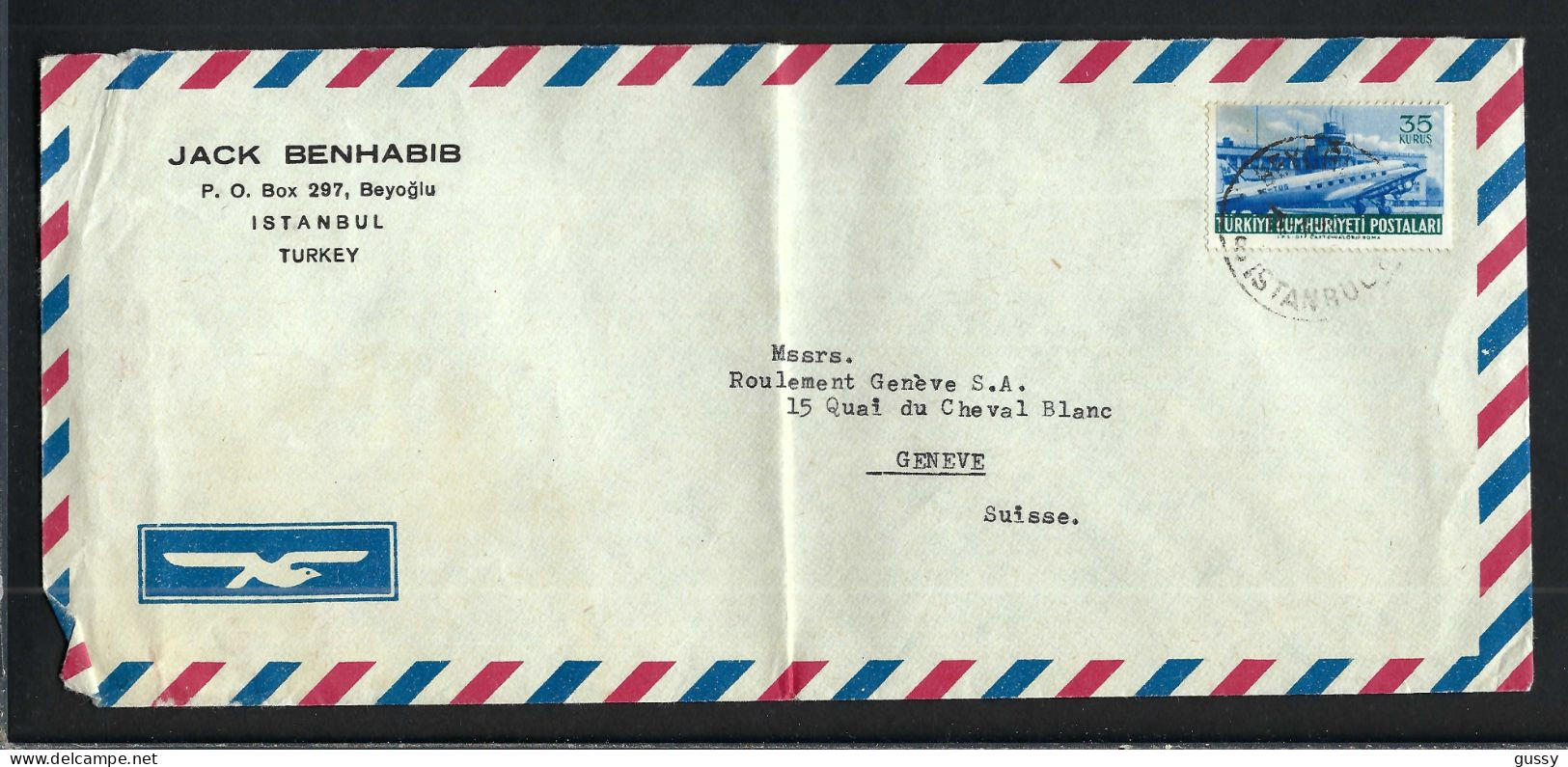 TURQUIE 1963: LSC De Istamboul à Genève (Suisse), Pliée - Luftpost