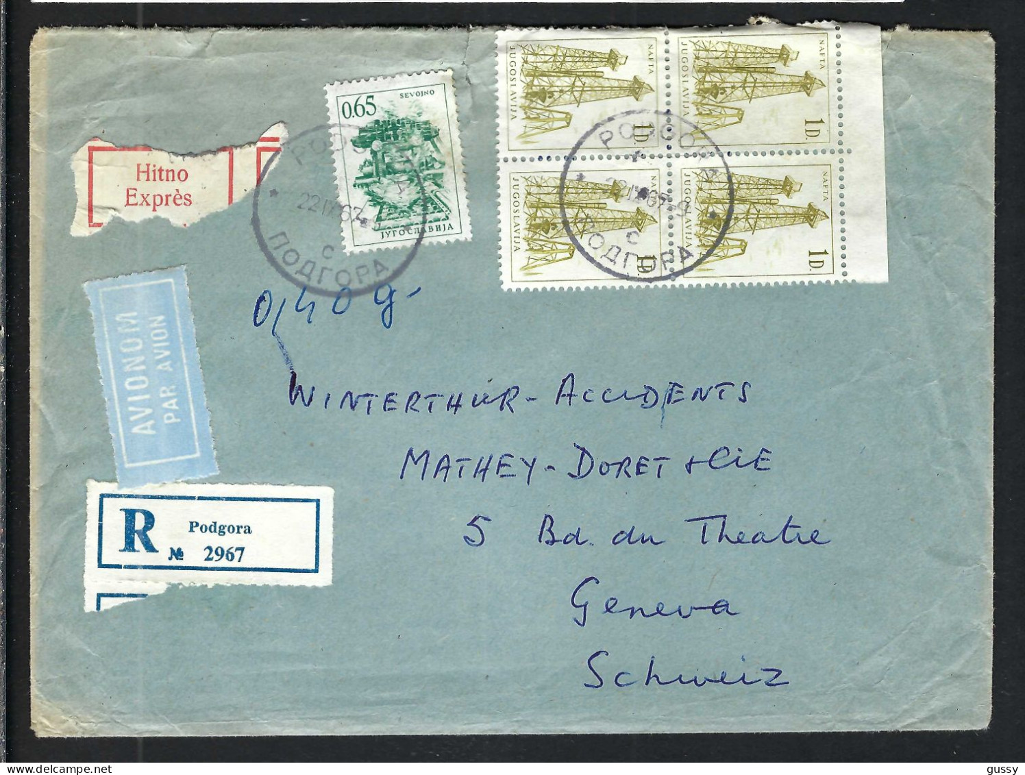 YOUGOSLAVIE P.A. 1967: LSC Rec. Par Exprès Pour Genève (GE, Suisse) - Airmail