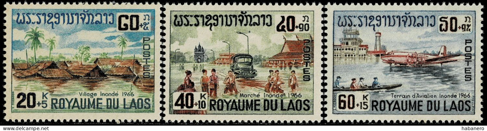 LAOS 1967 Mi 197-199 FLOOD VICTIMS MINT STAMPS ** - Laos