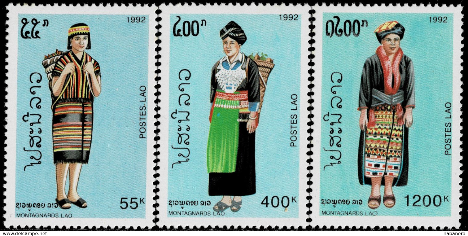 LAOS 1992 Mi 1326-1328 ETHNIC PEOPLE AND COSTUMES MINT STAMPS ** - Laos