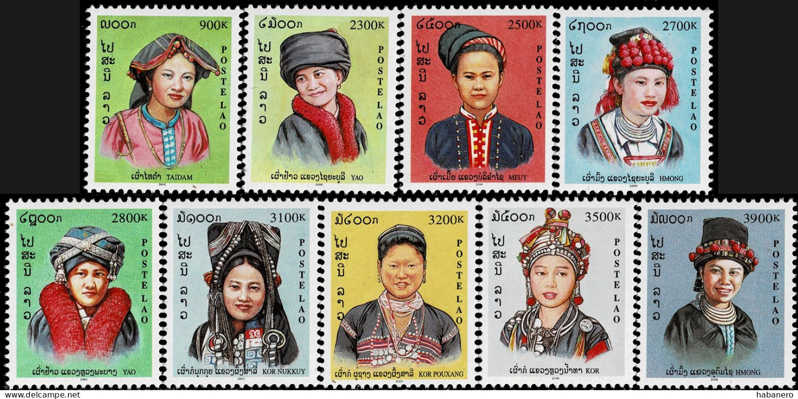 LAOS 2000 Mi 1685-1693 ETHNIC PEOPLE AND COSTUMES MINT STAMPS ** - Laos